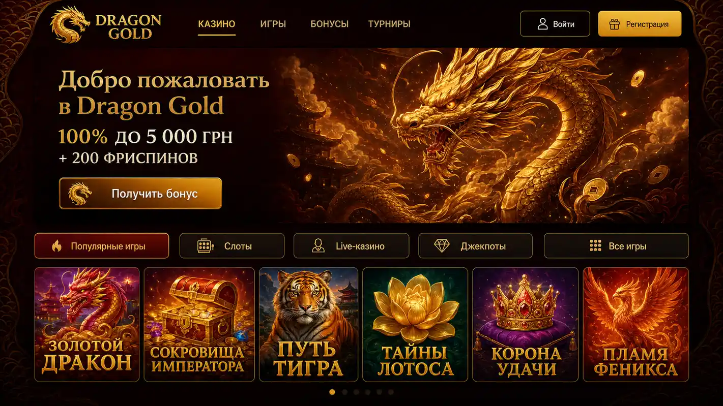 Dragon Gold казино — официальный сайт и интерфейс платформы
